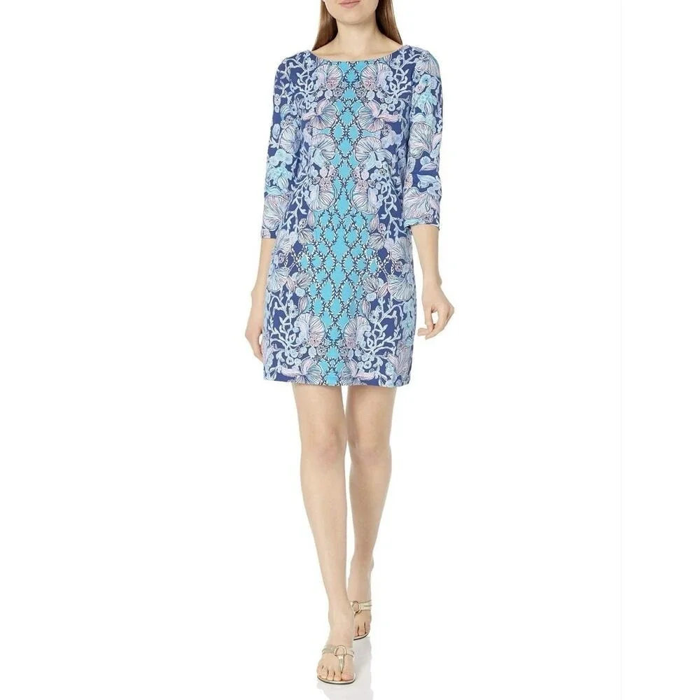 Lilly Pulitzer XS Bay Dress‎ Lapis Lazuli Your Biggest Fan Resort Blue Vacation